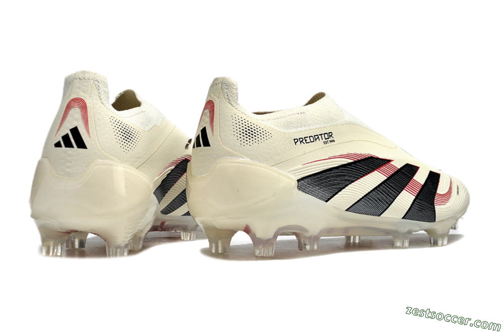Adidas Predator Elite Laceless FG Low-Tops Soccer Cleats - Beige/Red/Black 6