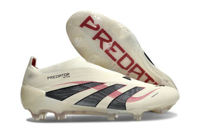 Adidas Predator Elite Laceless FG Low-Tops Soccer Cleats - Beige/Red/Black