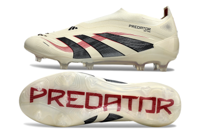 Adidas Predator Elite Laceless FG Low-Tops Soccer Cleats - Beige/Red/Black