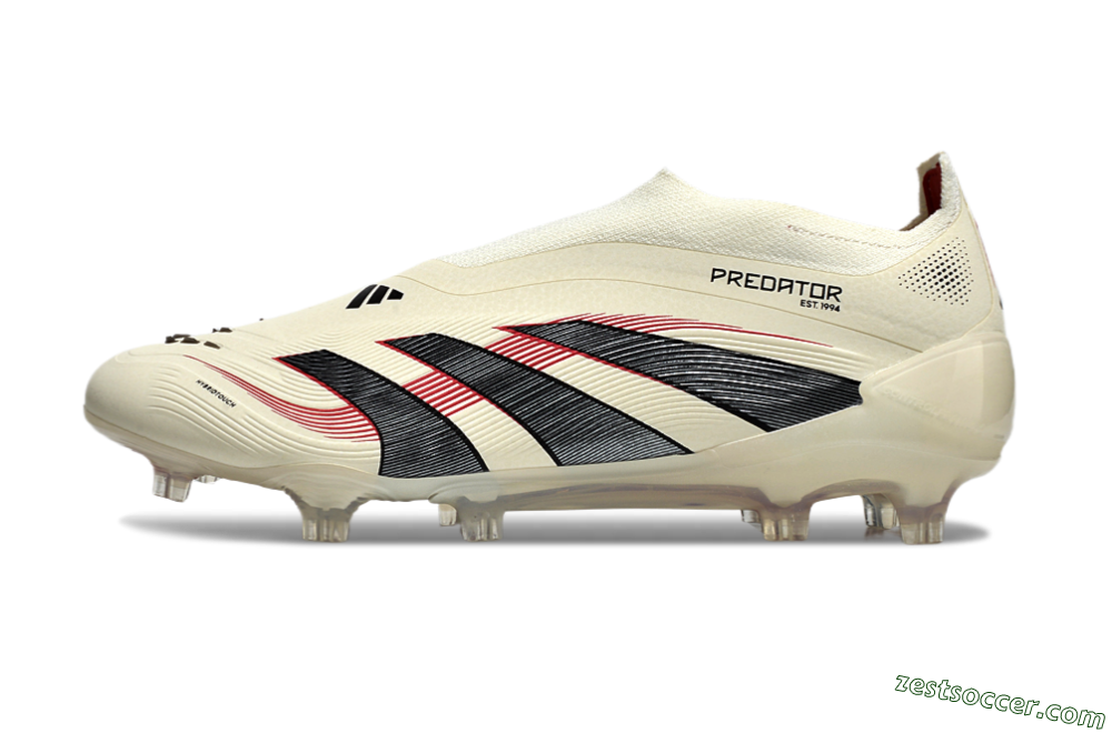 Adidas Predator Elite Laceless FG Low-Tops Soccer Cleats - Beige/Red/Black 2