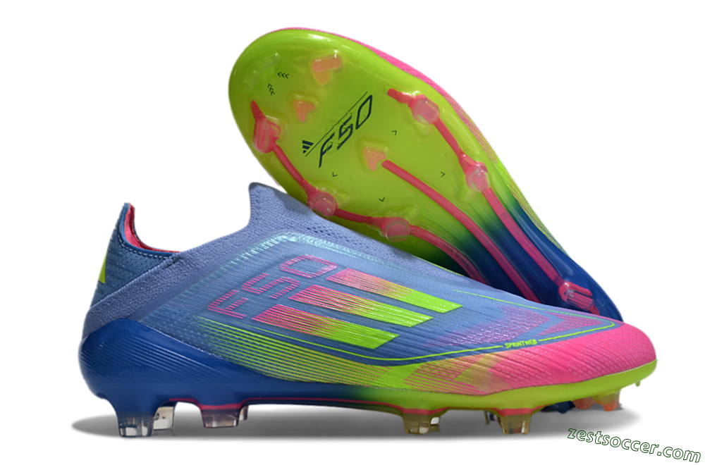 Adidas F50 Elite FG Low-Tops Soccer Cleats - Blue/Pink/Yellow 0