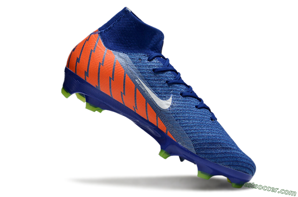 Nike Air Zoom Mercurial Superfly 10 Elite FG High-Tops Soccer Cleats - Blue/White/Orange 4