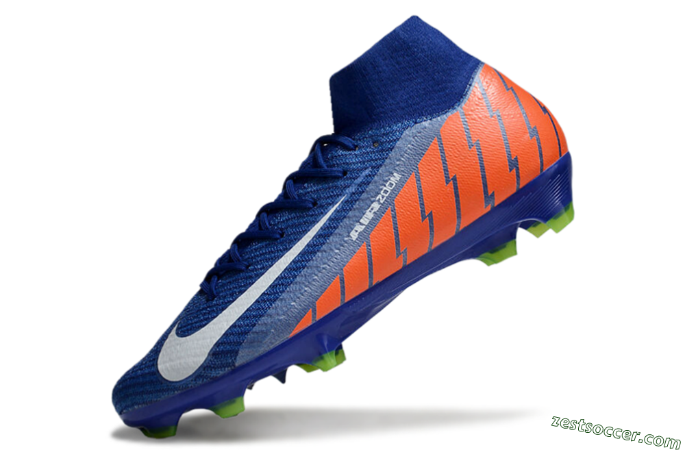 Nike Air Zoom Mercurial Superfly 10 Elite FG High-Tops Soccer Cleats - Blue/White/Orange 5