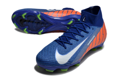Nike Air Zoom Mercurial Superfly 10 Elite FG High-Tops Soccer Cleats - Blue/White/Orange