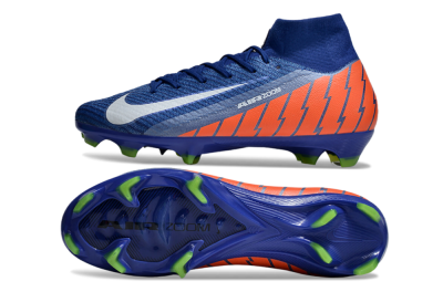 Nike Air Zoom Mercurial Superfly 10 Elite FG High-Tops Soccer Cleats - Blue/White/Orange