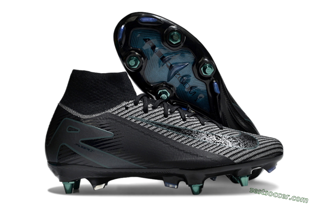 Nike Air Zoom Mercurial Superfly 10 Elite SG High-Tops Soccer Cleats - Black/Jade 0