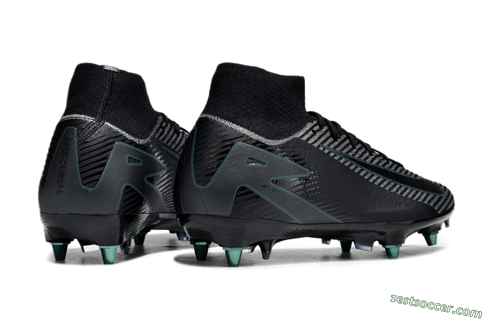 Nike Air Zoom Mercurial Superfly 10 Elite SG High-Tops Soccer Cleats - Black/Jade 6
