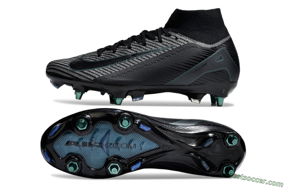 Nike Air Zoom Mercurial Superfly 10 Elite SG High-Tops Soccer Cleats - Black/Jade 1