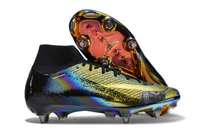 Nike Air Zoom Mercurial Superfly 10 Elite SG High-Tops Soccer Cleats - Gold/Black/Blue