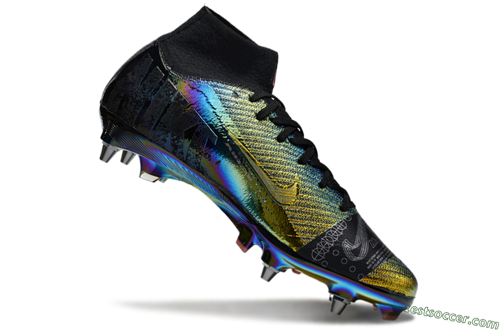 Nike Air Zoom Mercurial Superfly 10 Elite SG High-Tops Soccer Cleats - Gold/Black/Blue 4
