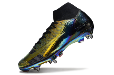 Nike Air Zoom Mercurial Superfly 10 Elite SG High-Tops Soccer Cleats - Gold/Black/Blue