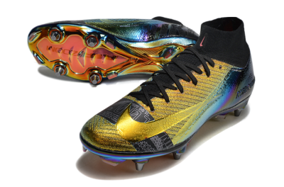 Nike Air Zoom Mercurial Superfly 10 Elite SG High-Tops Soccer Cleats - Gold/Black/Blue