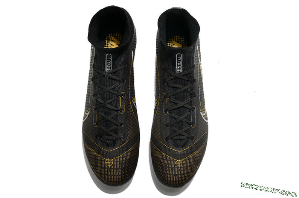 Nike Mercurial Superfly 8 Elite FG High-Tops Soccer Cleats - Black/Gold/Silver 4