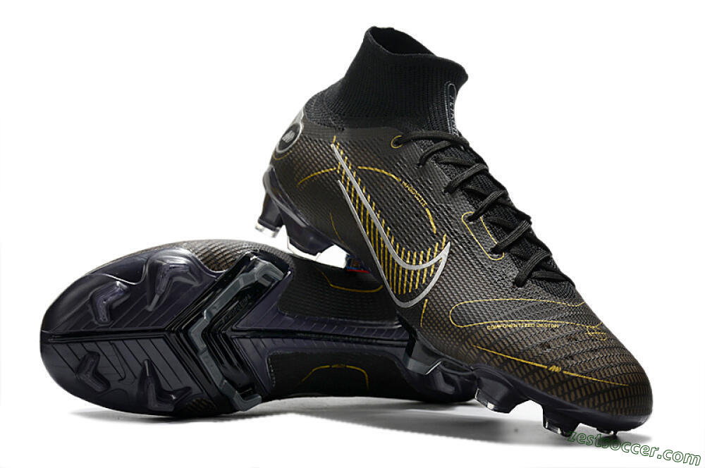 Nike Mercurial Superfly 8 Elite FG High-Tops Soccer Cleats - Black/Gold/Silver 3