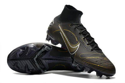 Nike Mercurial Superfly 8 Elite FG High-Tops Soccer Cleats - Black/Gold/Silver