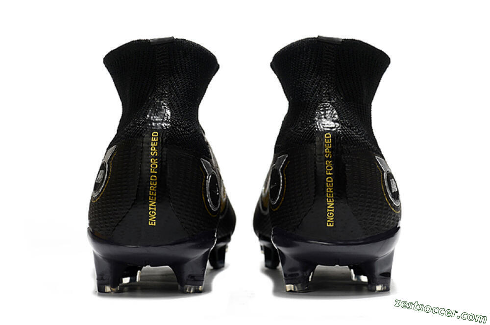 Nike Mercurial Superfly 8 Elite FG High-Tops Soccer Cleats - Black/Gold/Silver 5