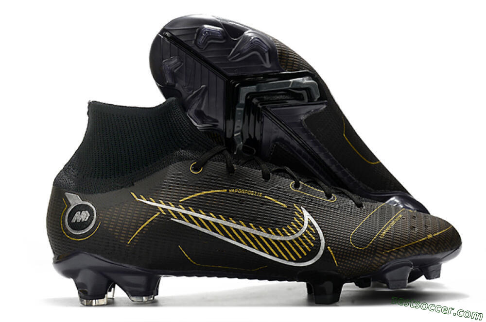 Nike Mercurial Superfly 8 Elite FG High-Tops Soccer Cleats - Black/Gold/Silver 0