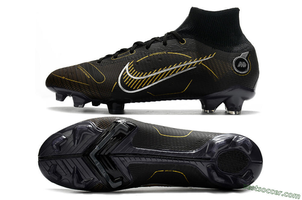 Nike Mercurial Superfly 8 Elite FG High-Tops Soccer Cleats - Black/Gold/Silver 1