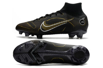 Nike Mercurial Superfly 8 Elite FG High-Tops Soccer Cleats - Black/Gold/Silver