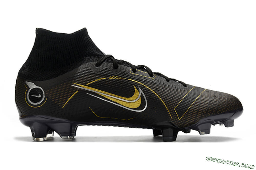 Nike Mercurial Superfly 8 Elite FG High-Tops Soccer Cleats - Black/Gold/Silver 7