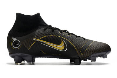 Nike Mercurial Superfly 8 Elite FG High-Tops Soccer Cleats - Black/Gold/Silver