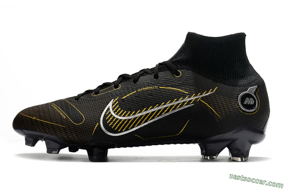Nike Mercurial Superfly 8 Elite FG High-Tops Soccer Cleats - Black/Gold/Silver 2