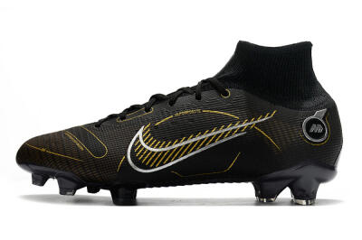 Nike Mercurial Superfly 8 Elite FG High-Tops Soccer Cleats - Black/Gold/Silver