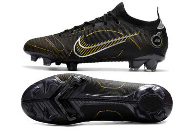 ike Mercurial Vapor 14 Elite FG Low-Tops Soccer Cleats - Black/Gold/Silver