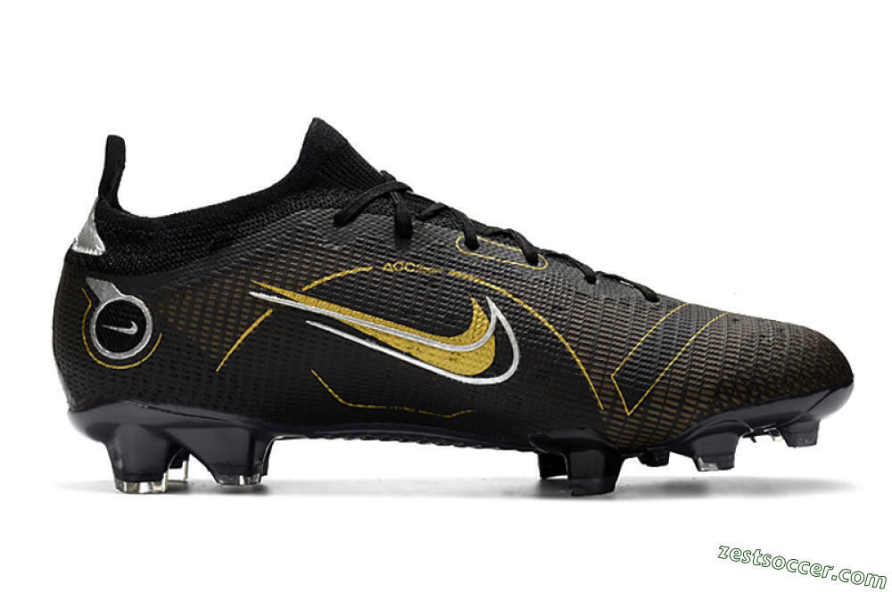 ike Mercurial Vapor 14 Elite FG Low-Tops Soccer Cleats - Black/Gold/Silver 7