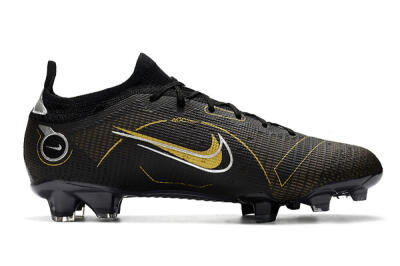 ike Mercurial Vapor 14 Elite FG Low-Tops Soccer Cleats - Black/Gold/Silver
