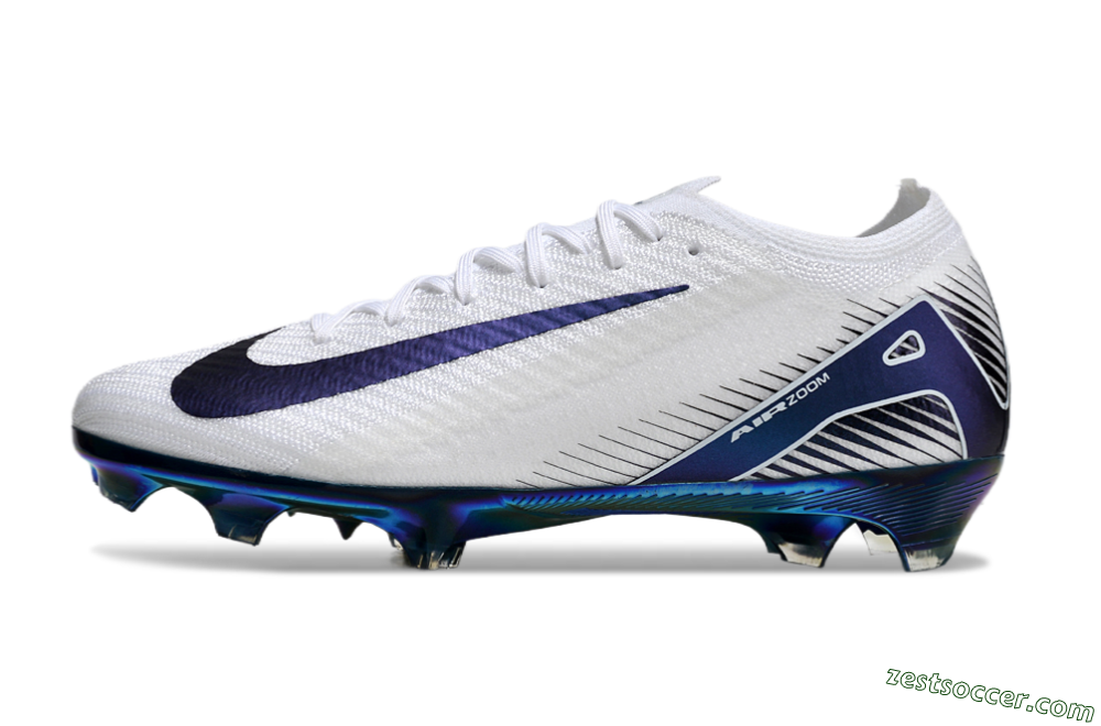 Nike Air Zoom Mercurial Vapor 16 Elite FG Low-Tops Soccer Cleats - White/Blue/Gold 4