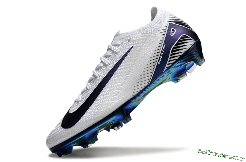 Nike Air Zoom Mercurial Vapor 16 Elite FG Low-Tops Soccer Cleats - White/Blue/Gold 0