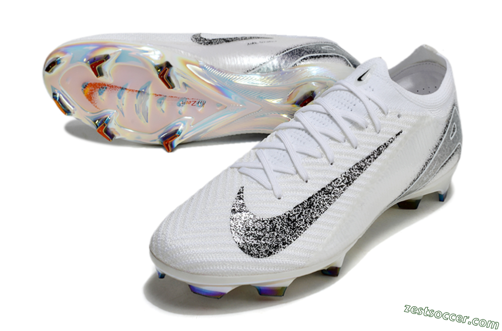 Nike Air Zoom Mercurial Vapor 16 Elite FG Low-Tops Soccer Cleats - White/Black/Grey 3