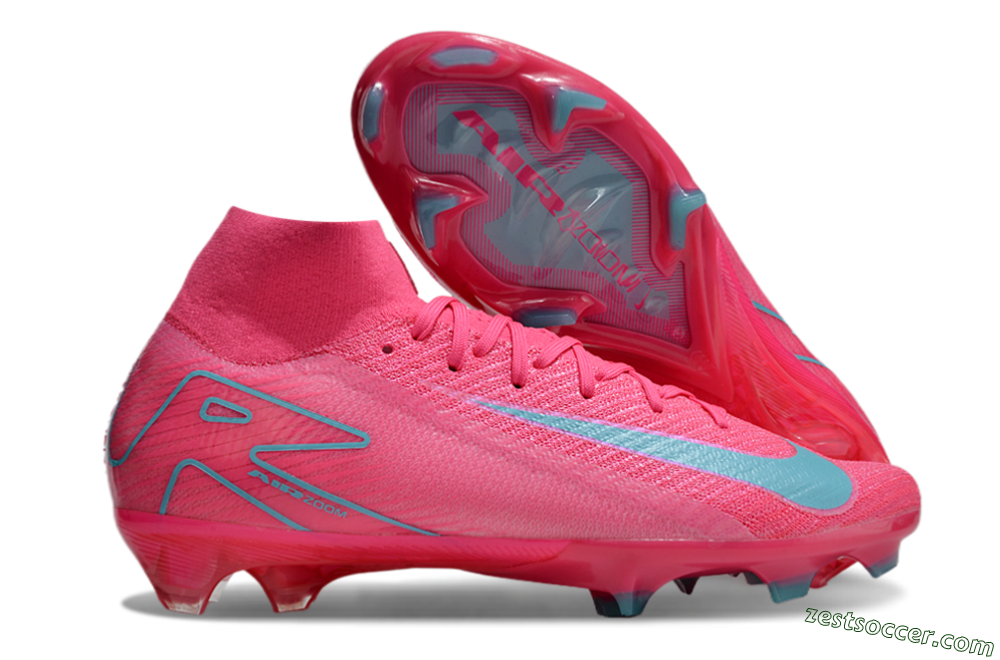 Nike Air Zoom Mercurial Superfly 16 Elite FG High-Tops Soccer Cleats - Pink/Mint 5