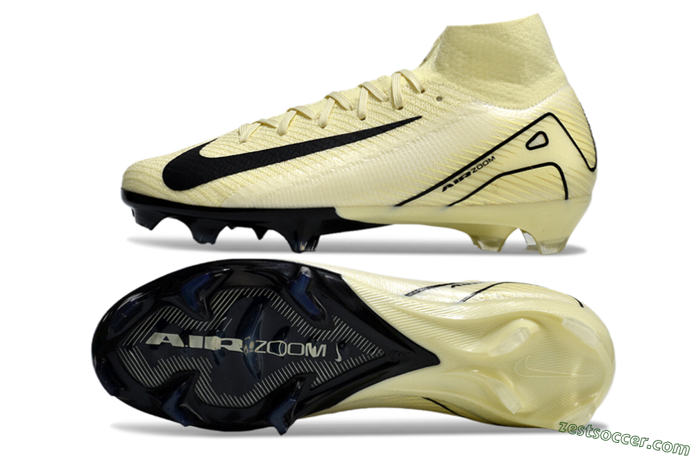 Nike Air Zoom Mercurial Superfly 10 Elite FG High-Tops Soccer Cleats - Beige/Black/Yellow 1