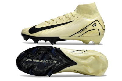Nike Air Zoom Mercurial Superfly 10 Elite FG High-Tops Soccer Cleats - Beige/Black/Yellow