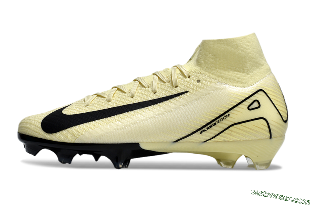 Nike Air Zoom Mercurial Superfly 10 Elite FG High-Tops Soccer Cleats - Beige/Black/Yellow 2