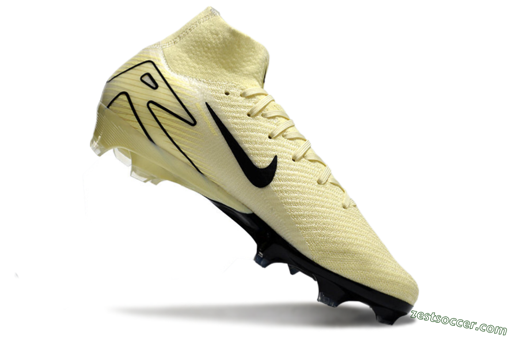 Nike Air Zoom Mercurial Superfly 10 Elite FG High-Tops Soccer Cleats - Beige/Black/Yellow 4