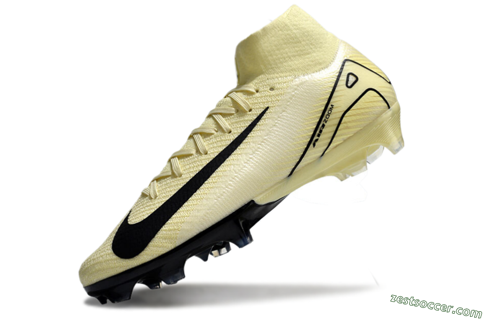 Nike Air Zoom Mercurial Superfly 10 Elite FG High-Tops Soccer Cleats - Beige/Black/Yellow 5