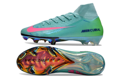 Nike Air Zoom Mercurial Superfly 10 Elite FG High-Tops Soccer Cleats - Jade/Pink/Yellow