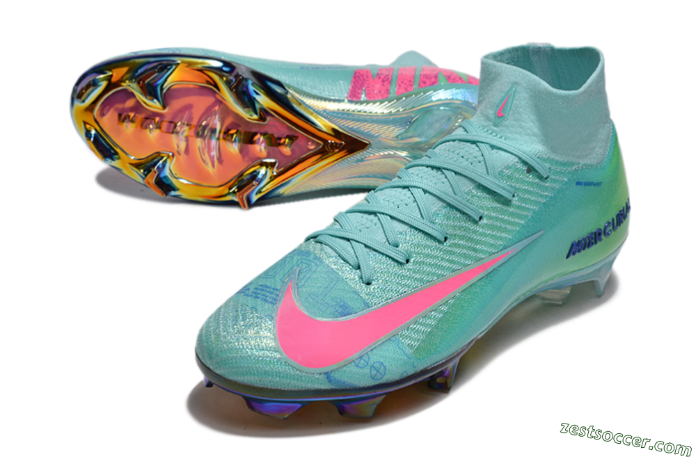 Nike Air Zoom Mercurial Superfly 10 Elite FG High-Tops Soccer Cleats - Jade/Pink/Yellow 3