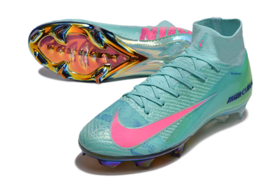 Nike Air Zoom Mercurial Superfly 10 Elite FG High-Tops Soccer Cleats - Jade/Pink/Yellow