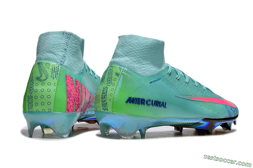 Nike Air Zoom Mercurial Superfly 10 Elite FG High-Tops Soccer Cleats - Jade/Pink/Yellow 6
