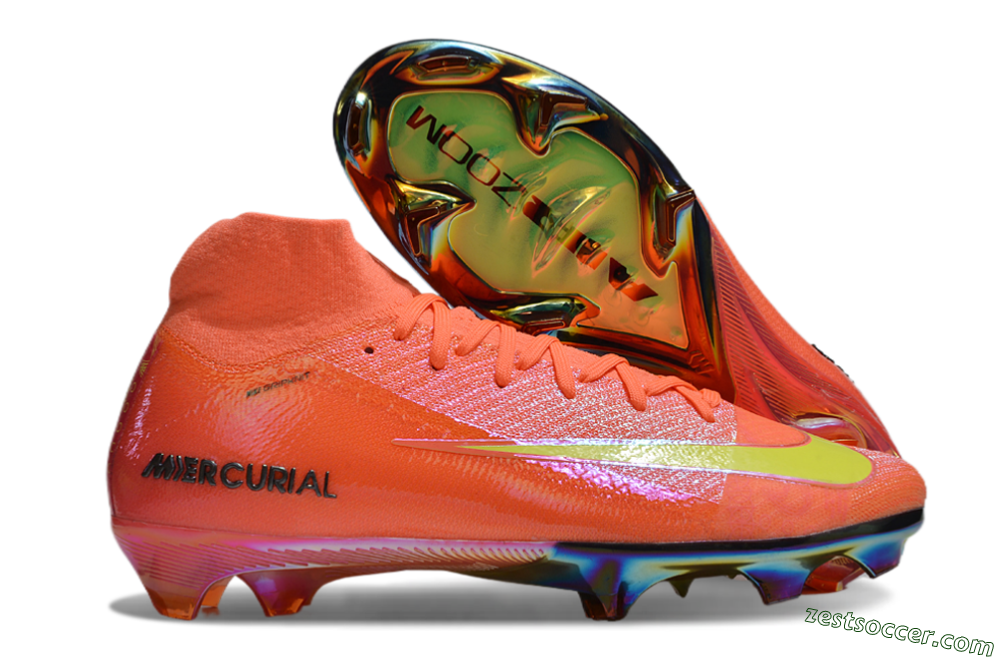 Nike Air Zoom Mercurial Superfly 10 Elite FG High-Tops Soccer Cleats - Red/Yellow/Gold 0