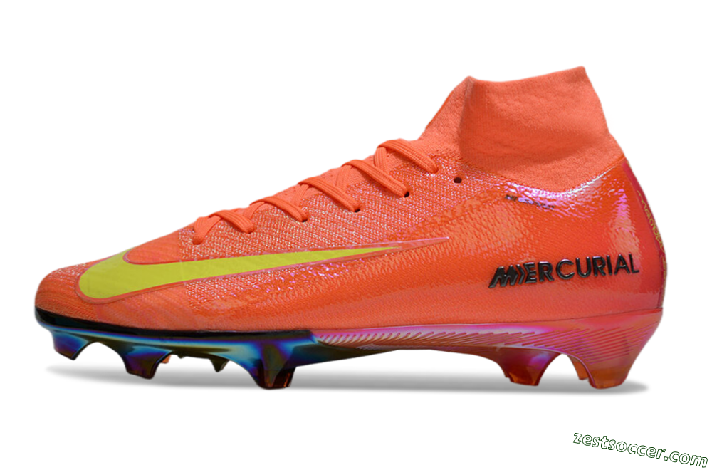 Nike Air Zoom Mercurial Superfly 10 Elite FG High-Tops Soccer Cleats - Red/Yellow/Gold 2