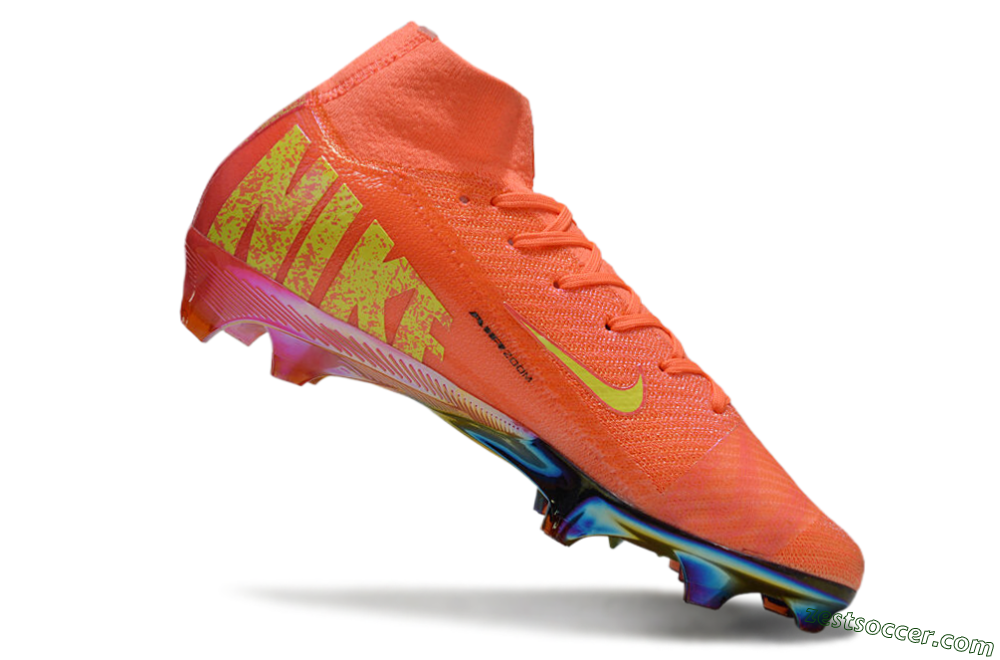 Nike Air Zoom Mercurial Superfly 10 Elite FG High-Tops Soccer Cleats - Red/Yellow/Gold 4