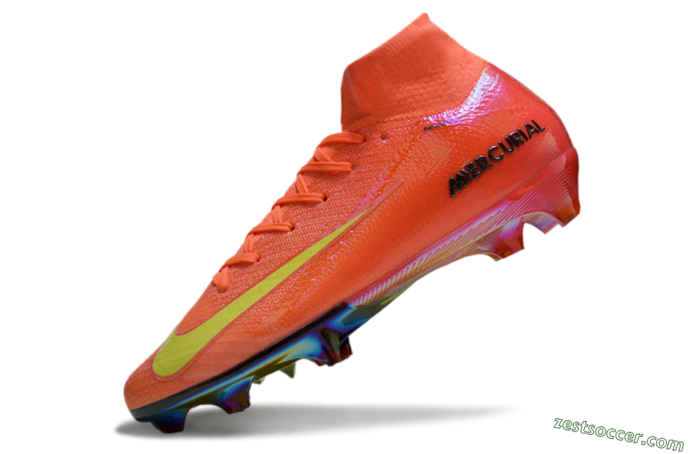 Nike Air Zoom Mercurial Superfly 10 Elite FG High-Tops Soccer Cleats - Red/Yellow/Gold 5