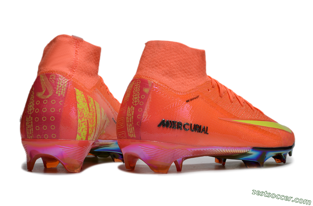 Nike Air Zoom Mercurial Superfly 10 Elite FG High-Tops Soccer Cleats - Red/Yellow/Gold 6