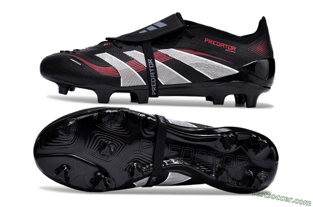 Adidas Predator Elite Foldover Tongue 2025 Stealth Victory FG Low-Tops Soccer Cleats - Black/White/Red 1
