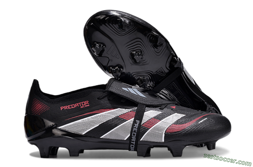 Adidas Predator Elite Foldover Tongue 2025 Stealth Victory FG Low-Tops Soccer Cleats - Black/White/Red 0
